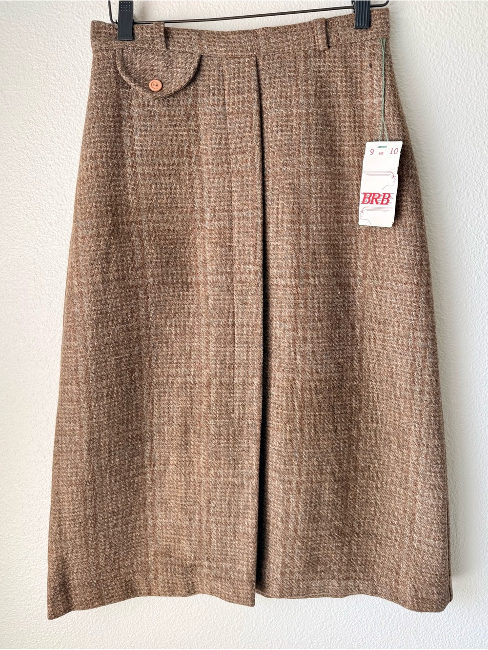 NWT VTG 70s The BRB Corp Wool Blend Tweed Skirt Brown Size 9/10 Fits Modern 2/4